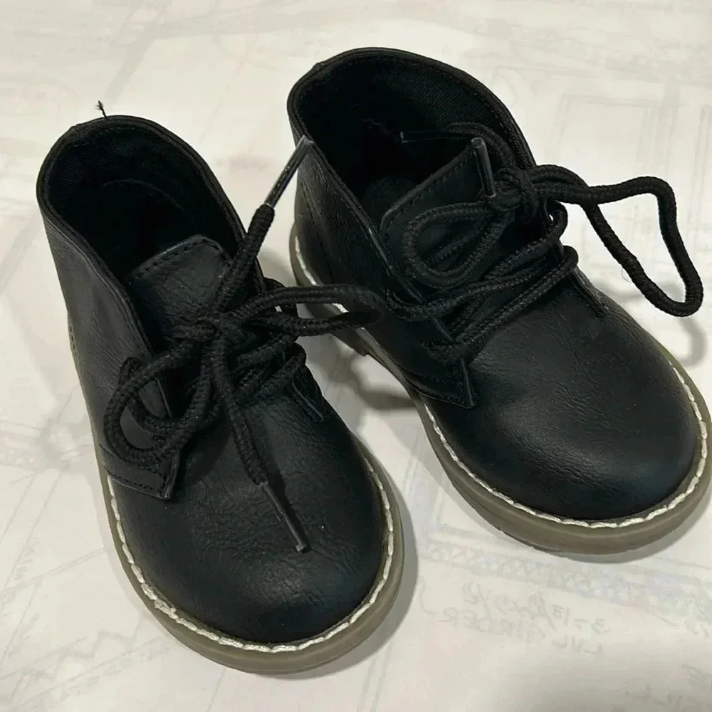 Toddler Boys Lace Up Boots - black